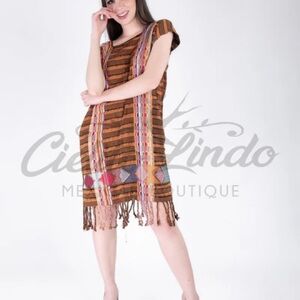 Artisanal multicolor huipil Oaxacan dress. One size.